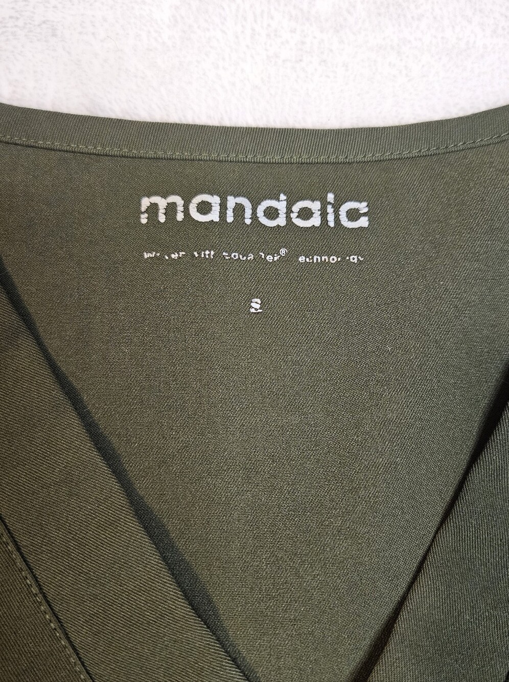 Mandala Scrubs - One Pocket V-Neck Scrub Top - Olive - Picture 3 of 5